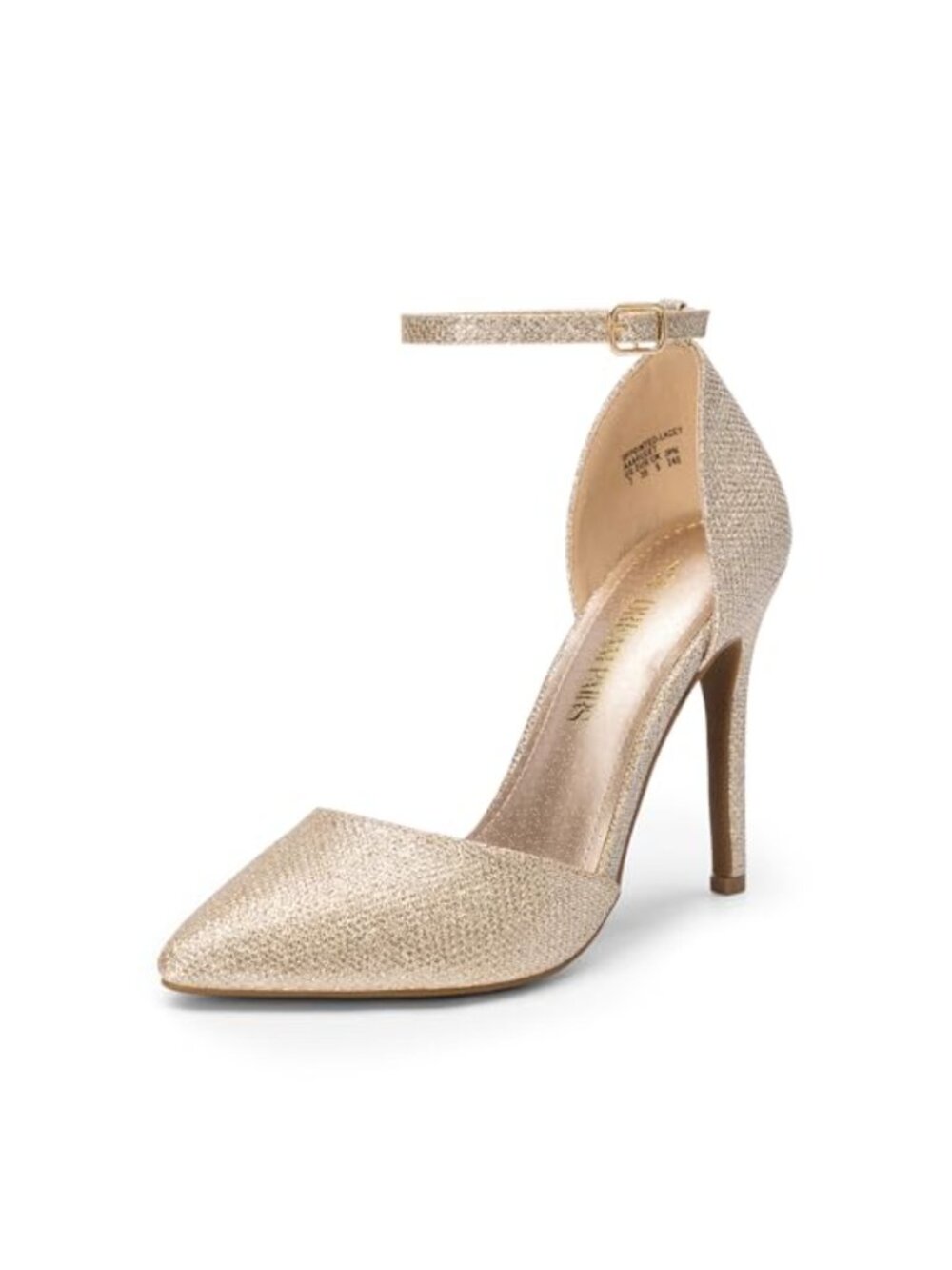 Platform Stiletto Pump Ankle Strap Buckle Faux Leather Insole